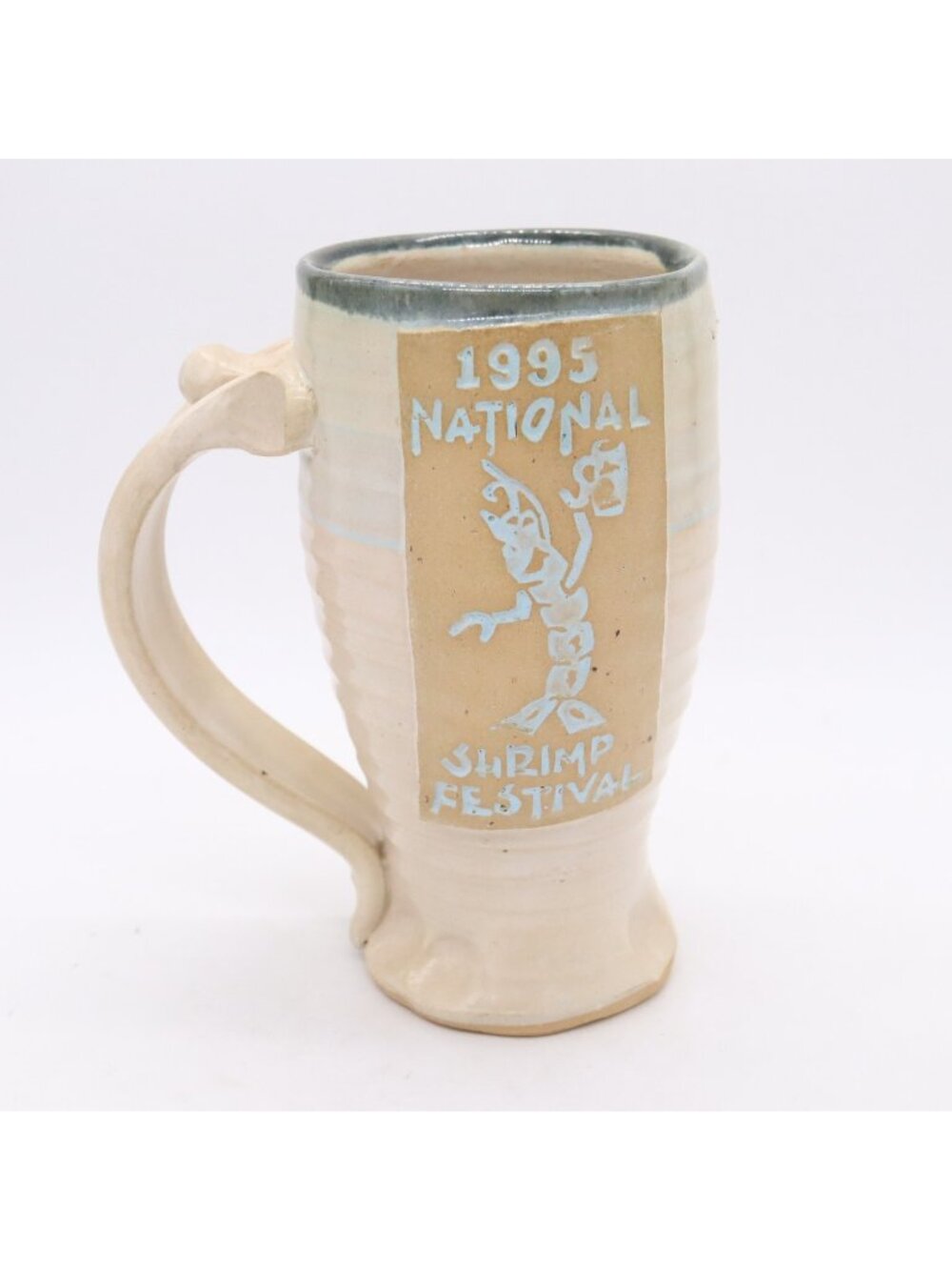 1995 National Shrimp Festival Pottery Mug Sea Oat Studio Signed Burrow LE 150